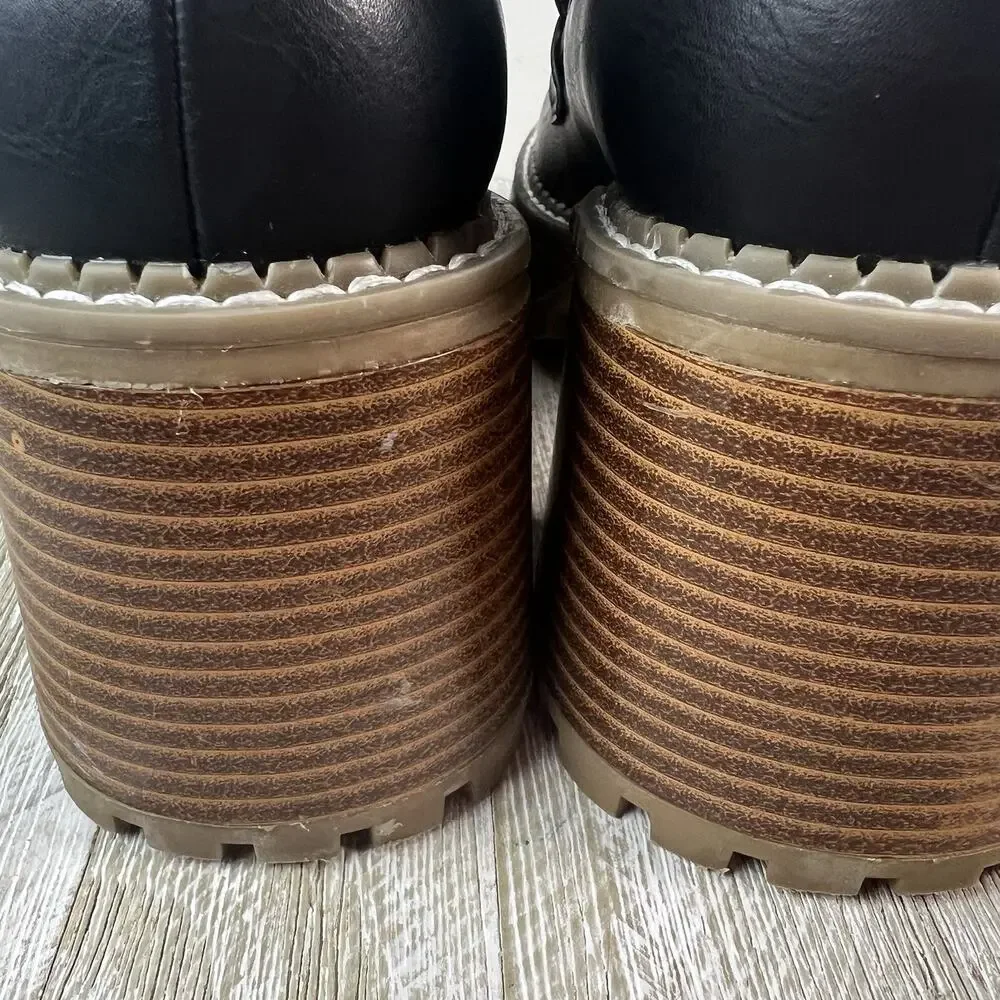 MIA Dahlia Shoes Chunky Platform Loafers 9 Black Dark Academia Goth Lug Sole